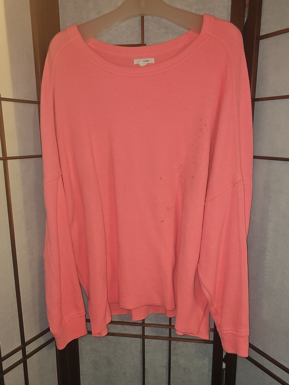 Maurices Hot Pink Waffle-Knit Scoopneck Sweatshirt